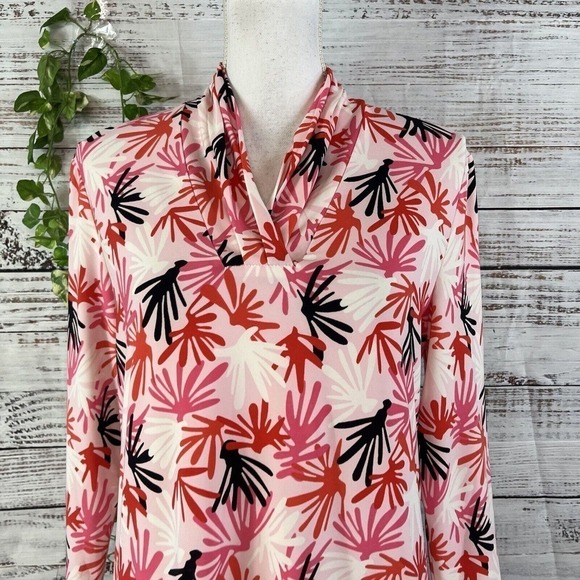Anne Klein Blouse Tunic size Small Pink Coral Stretch Modest Career Casual Slim - Picture 4 of 14
